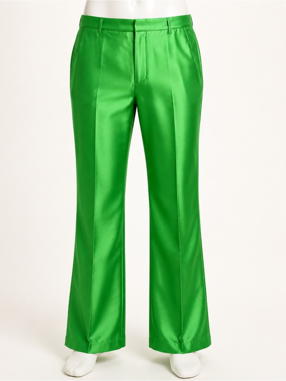 NWT NovaMEN Green Satin Relaxed Flare Trousers Size 42